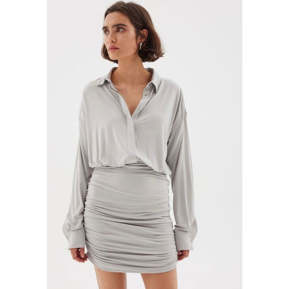 $160 New Sovere Entity Mini Dress - Dove Grey - Small